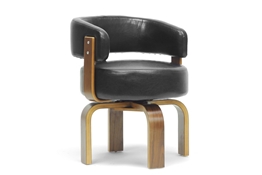Baxton Studio Fortson Walnut and Black Modern Accent Chair